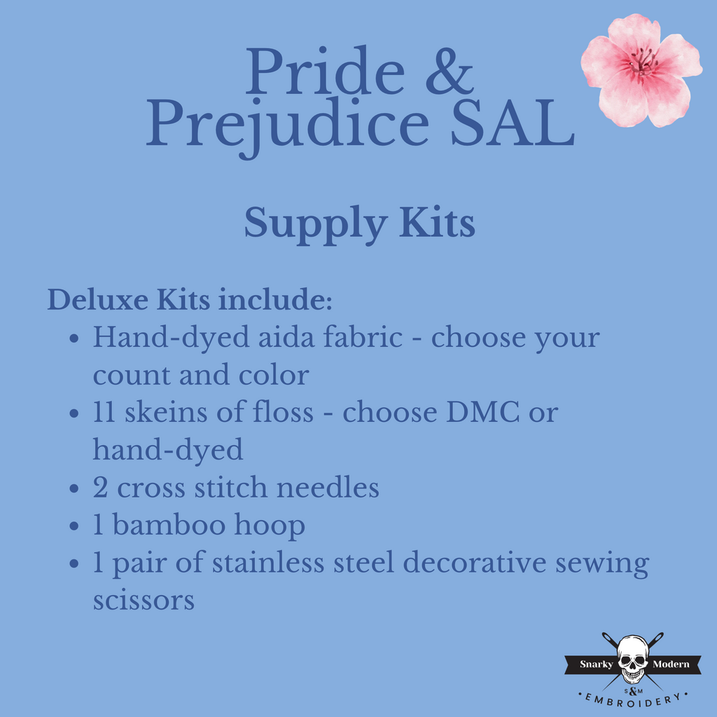 Deluxe Kit with Dyed Floss: Pride and Prejudice Stitch-Along